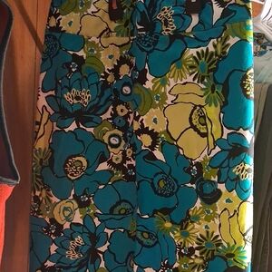 East 5th Floral Blue and Green Pencil Skirt